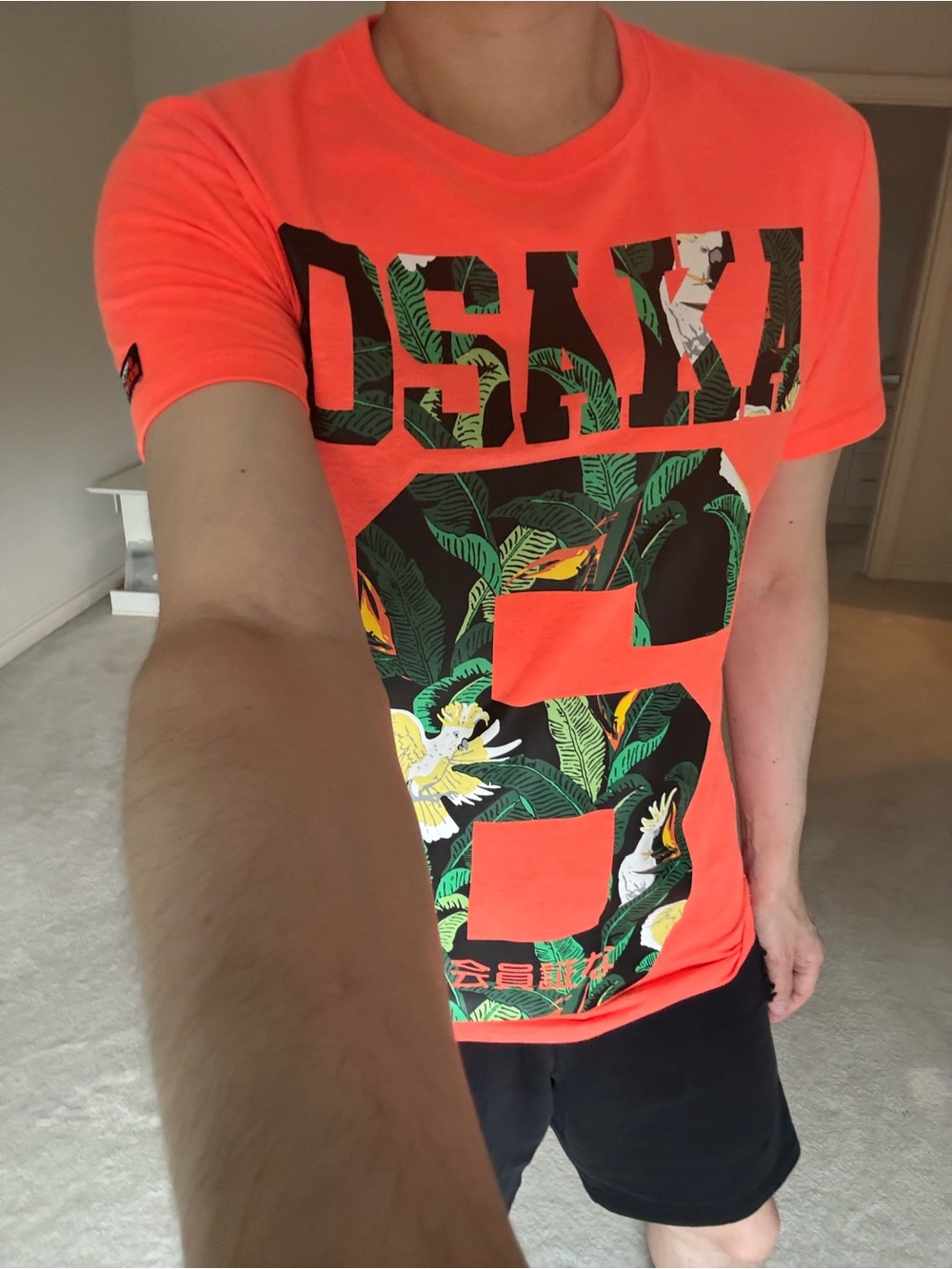 SUPERDRY Osaka 6 Tropical Cockatoo Graphic Tee Orange Small Slim